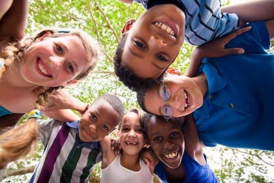 group of kids smiling together